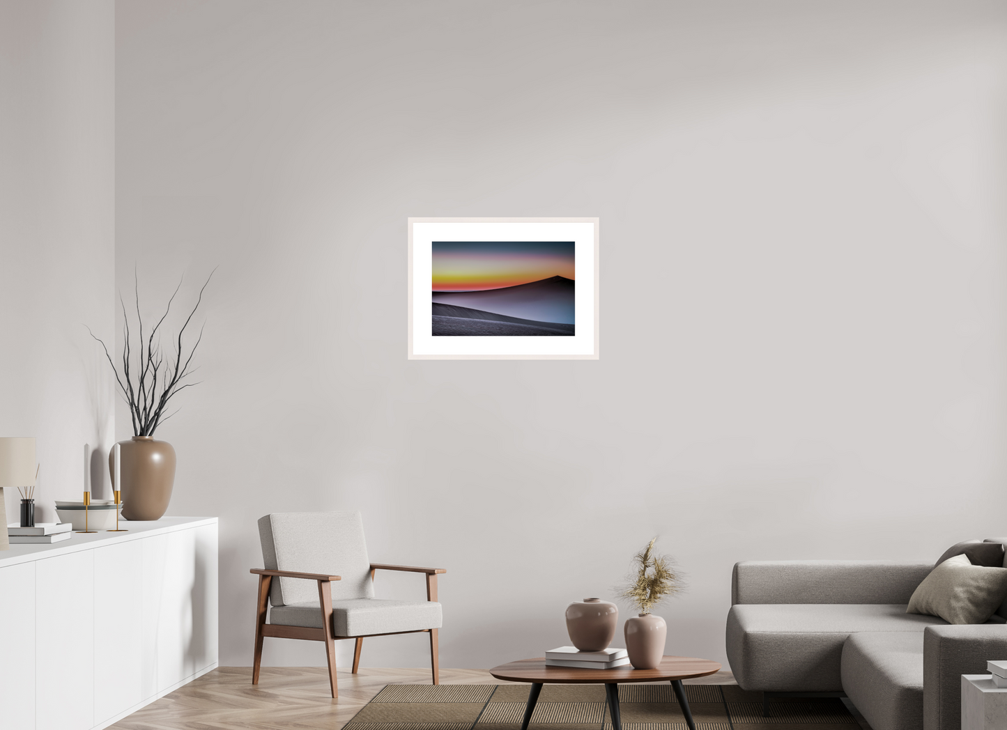 60 x 40 cm, Fine Art Print gerahmt Dämmerung über der Düne
