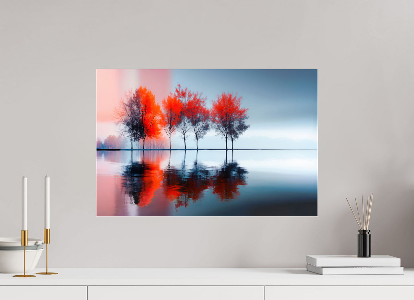 60 x 40 cm, Acrylglas glänzend standard Stille in Rot