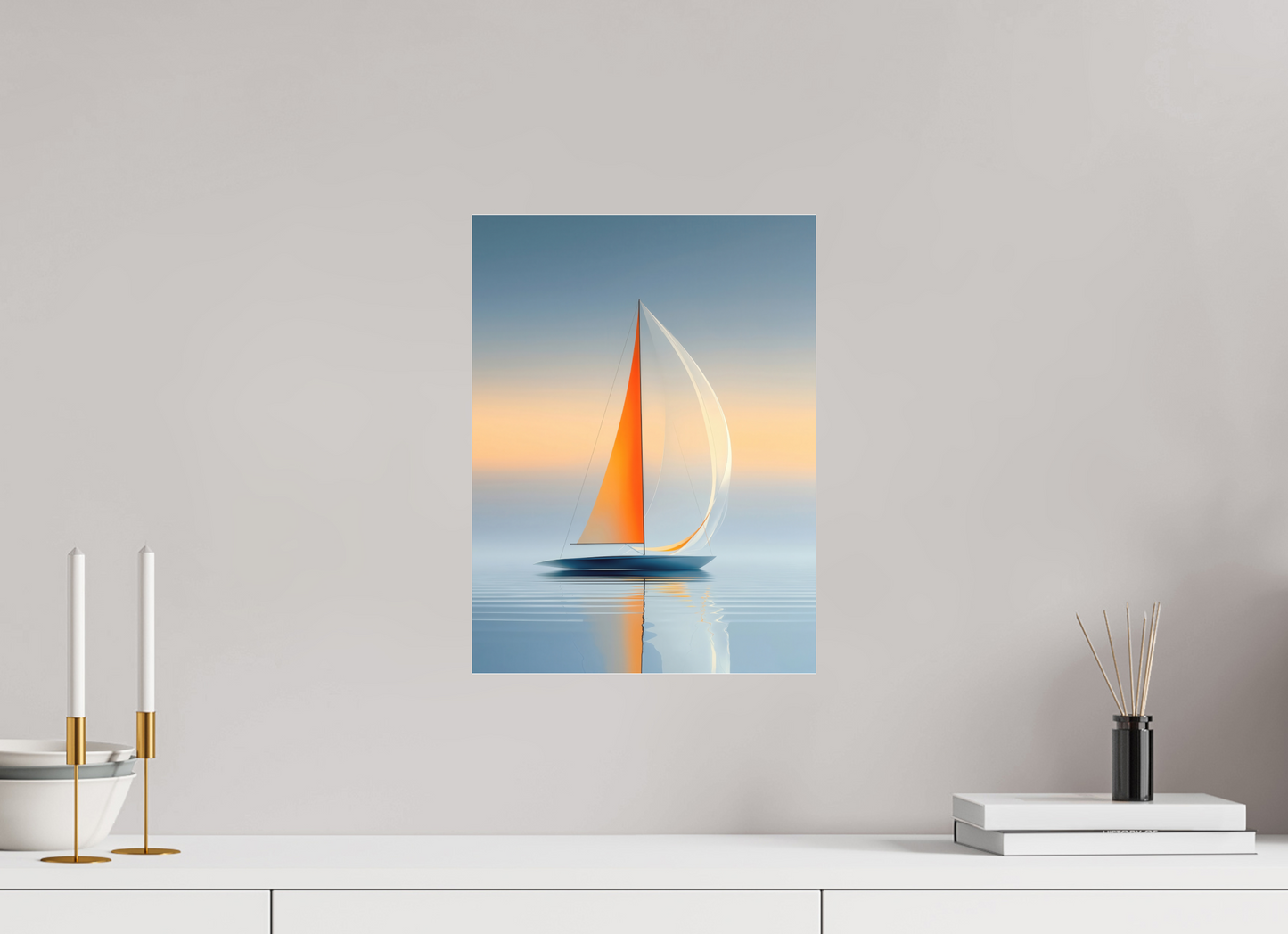 30 x 40 cm, Fine Art Pigmentdruck hinter Acrylglas Ein Segel, ein Horizont