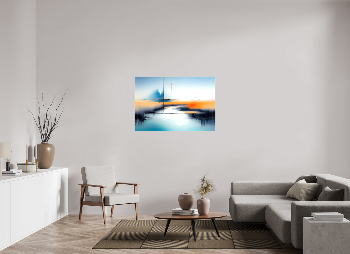 120 x 80 cm, Leinwand glänzend Salzwiese im schwebenden Licht