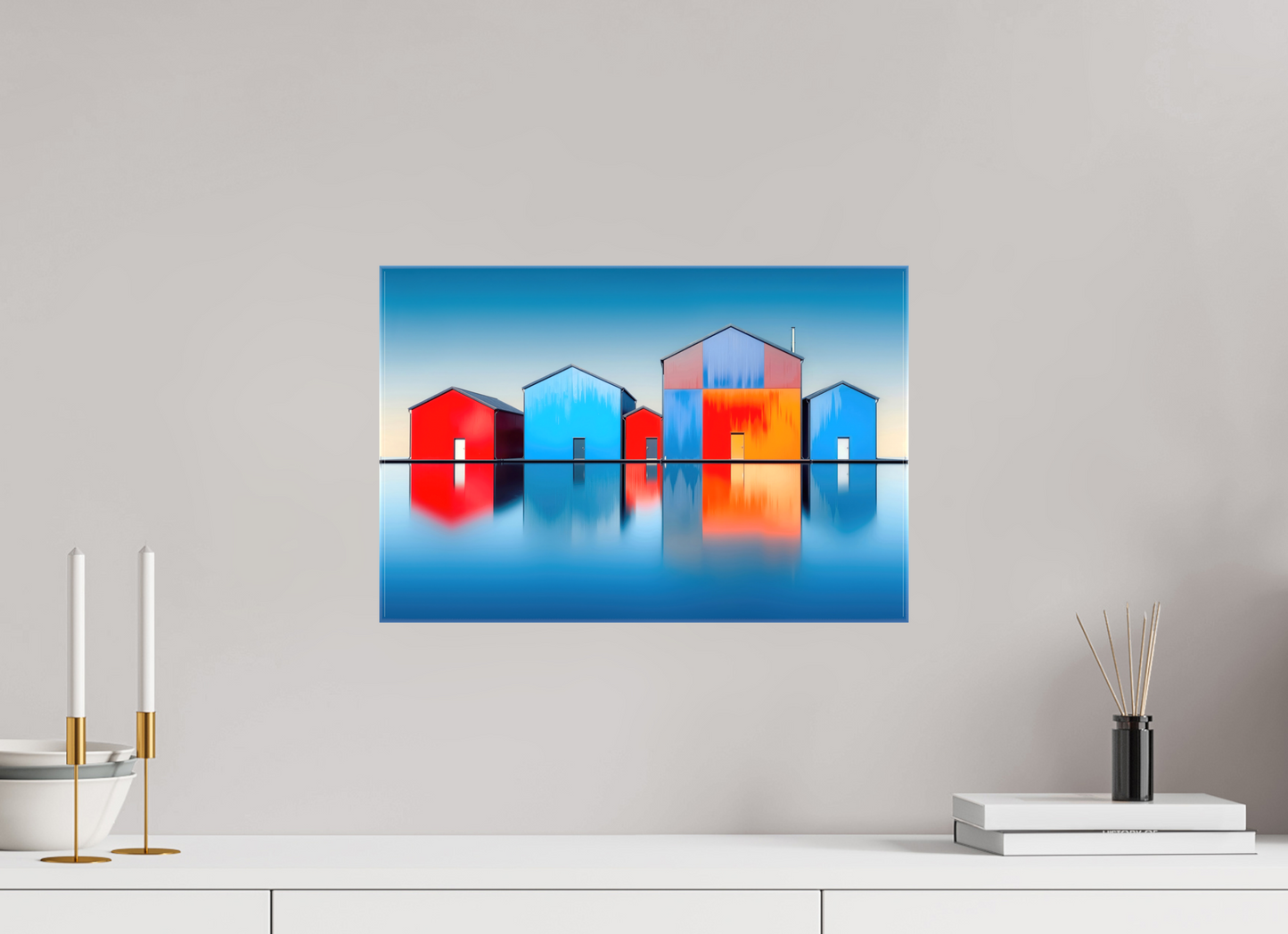 45 x 30 cm, Leinwand glänzend Farbklang am Wasser
