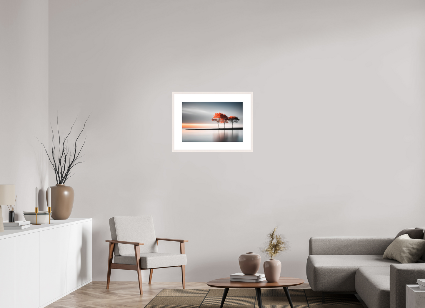 60 x 40 cm, Fine Art Print gerahmt Stille am Ufer-02