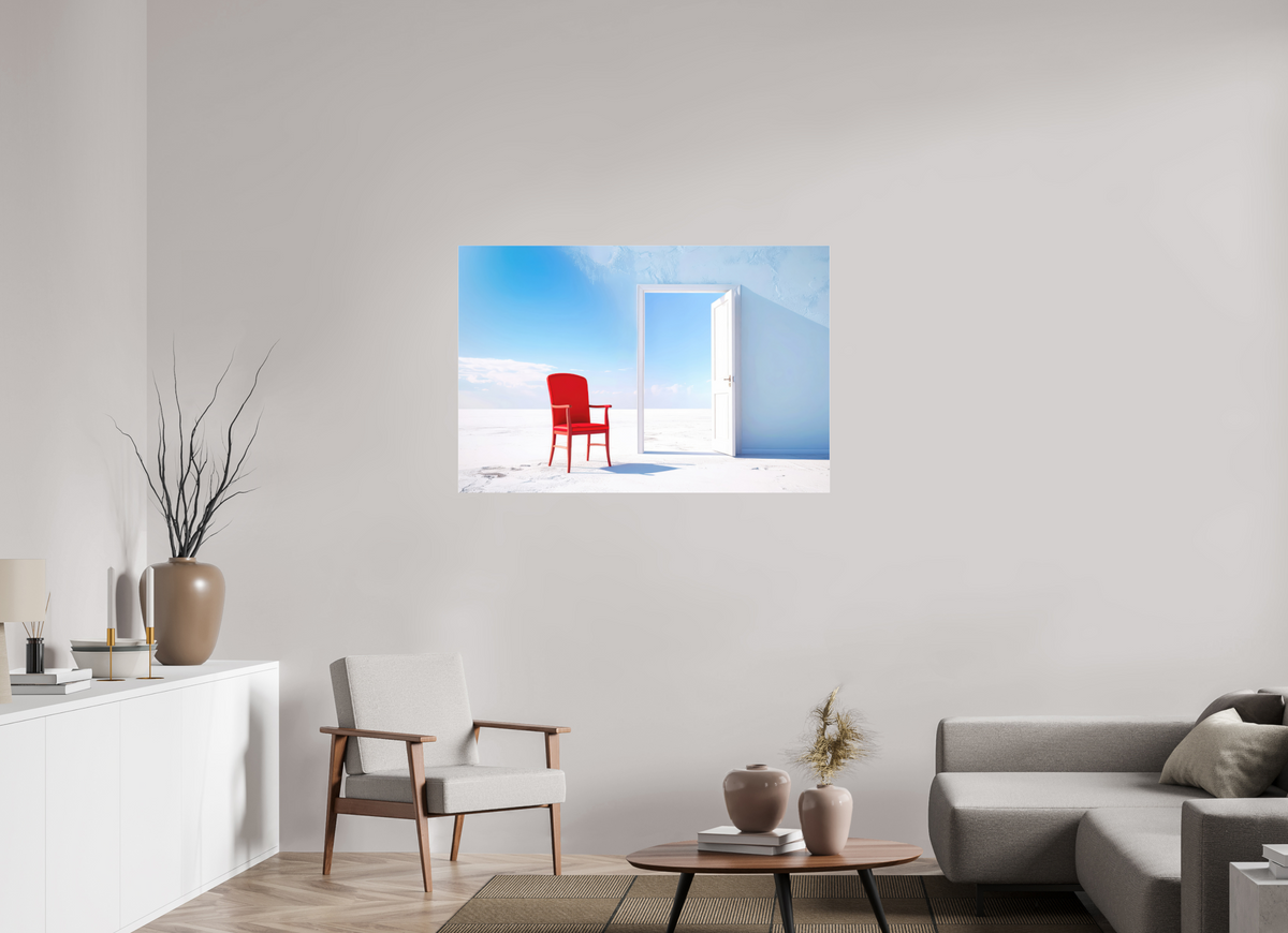 120 x 80 cm, Fine Art Pigmentdruck hinter Acrylglas Blick durch die Tür surreal-02—Wandkunst, Fine Art Print, Leinwand, Acryldruck, Alu-Dibond