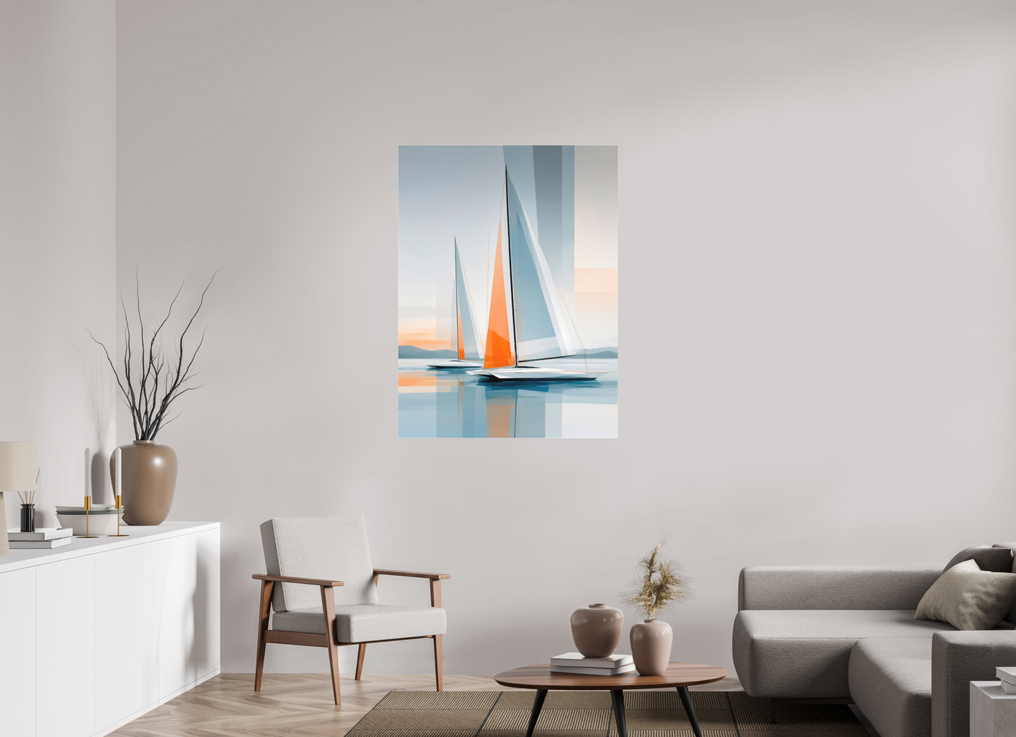 90 x 120 cm, Fine Art Pigmentdruck hinter Acrylglas Orange im Blau