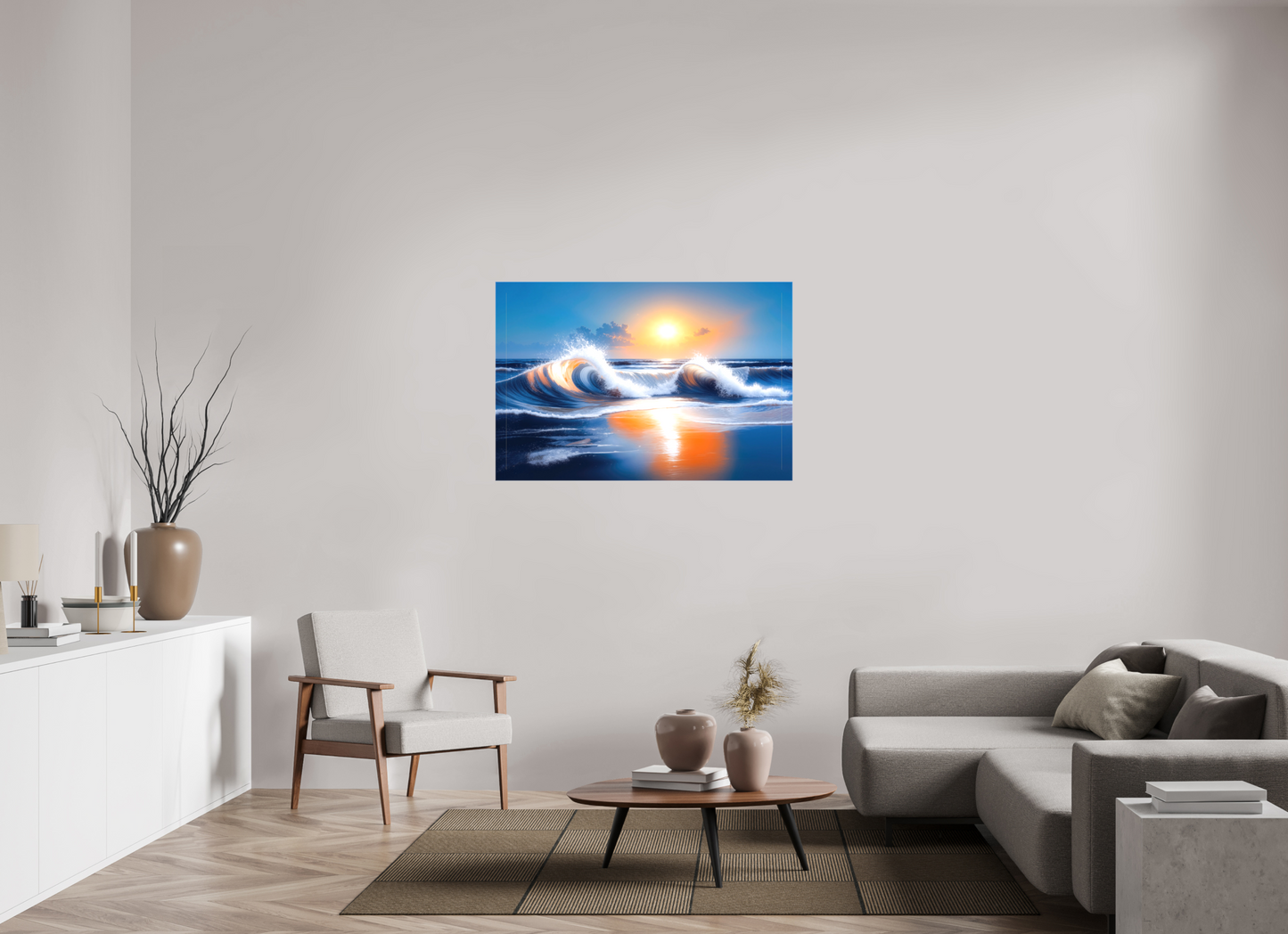 120 x 80 cm, Leinwand glänzend Brandung im Licht