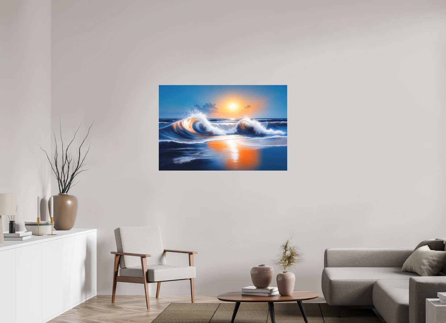 120 x 80 cm, Fine Art Pigmentdruck hinter Acrylglas Brandung im Licht
