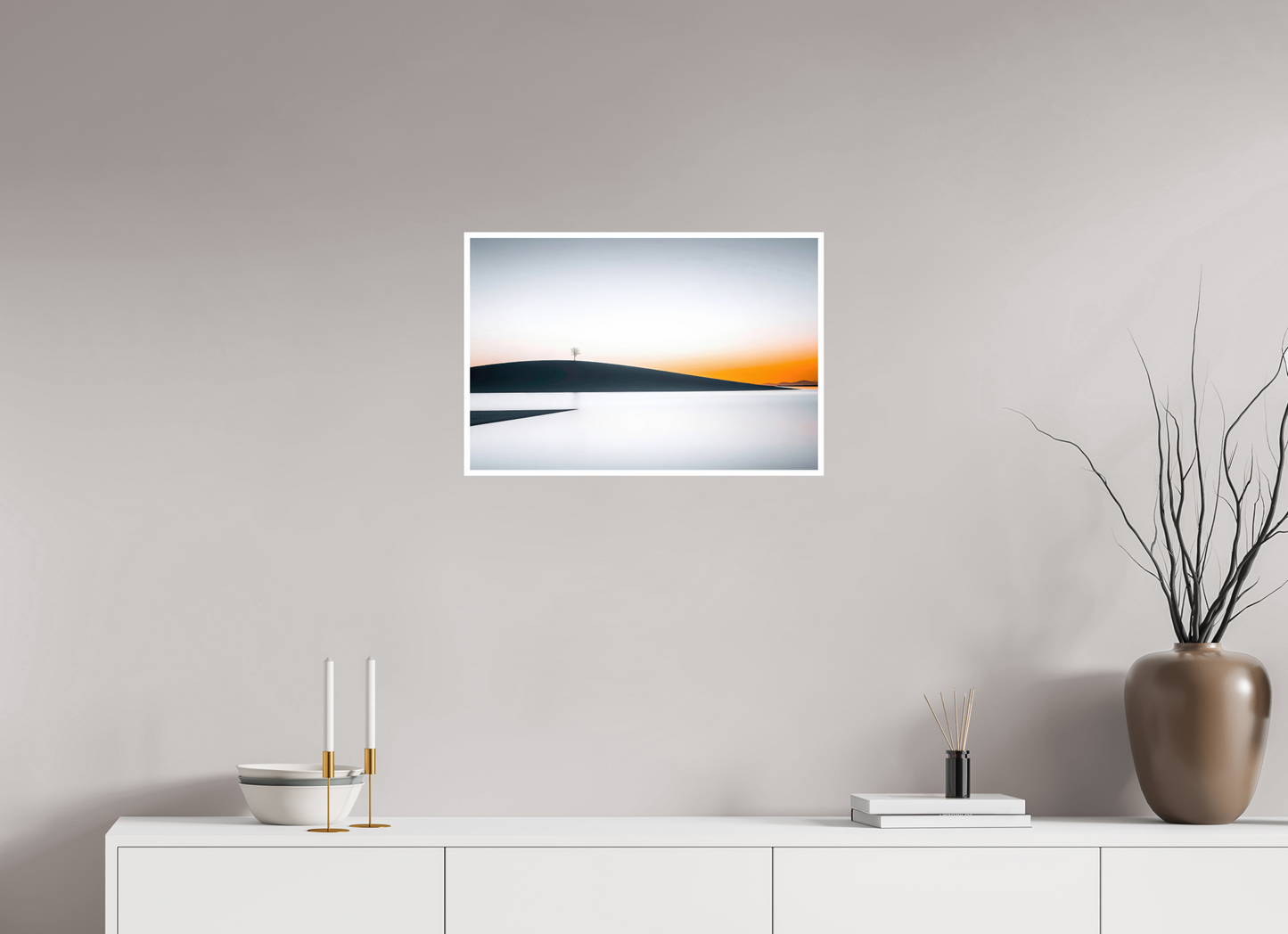 60 x 40 cm, Fine Art Print Hahnemühle Baryta Einsamer Baum im Abendlicht