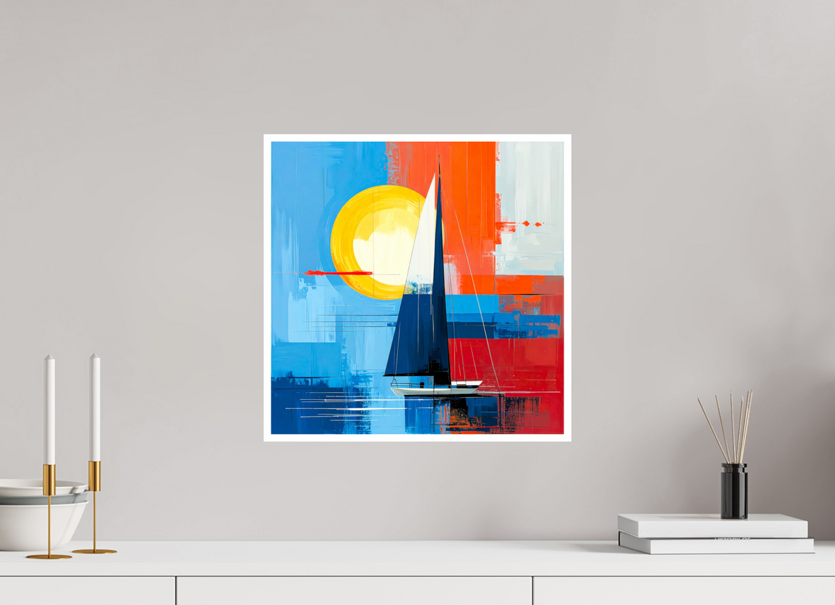 40 x 40 cm, Fine Art Print Hahnemühle Baryta Segelboot-Kunst – Licht, Farbe und Bewegung—Wandkunst, Fine Art Print, Leinwand, Acryldruck, Alu-Dibond