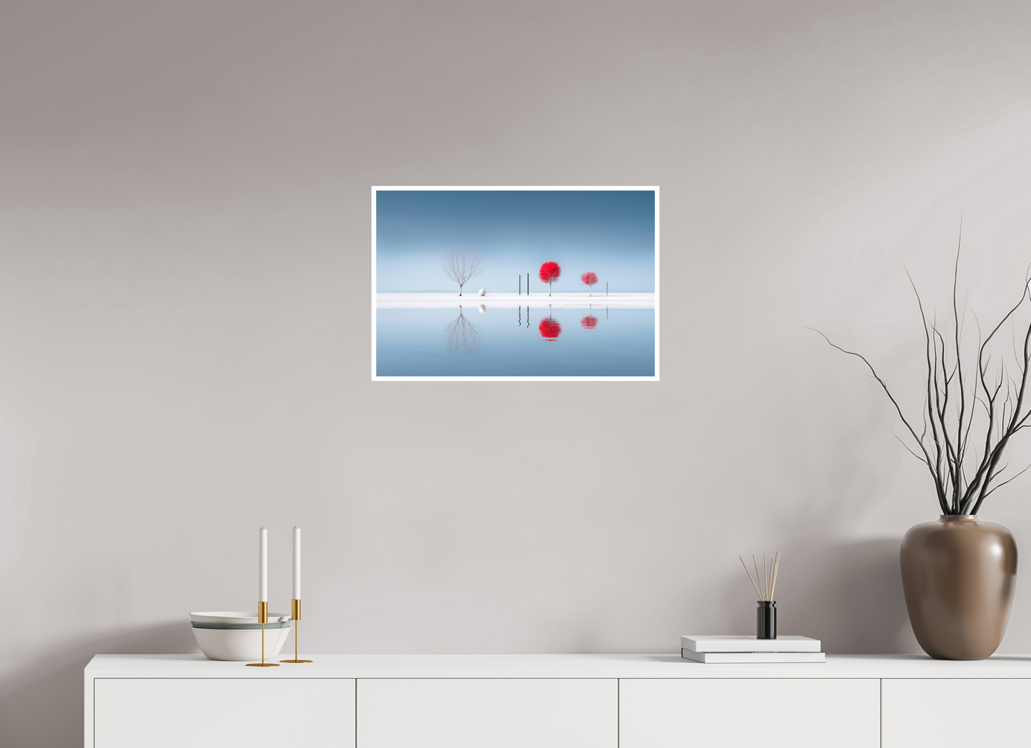 60 x 40 cm, Fine Art Print Hahnemühle Baryta Rote Stille am Ufer