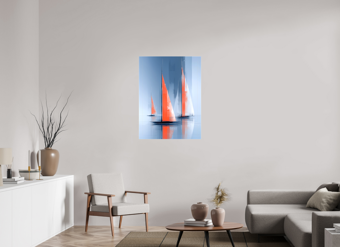 75 x 100 cm, Leinwand glänzend Orange Zeichen