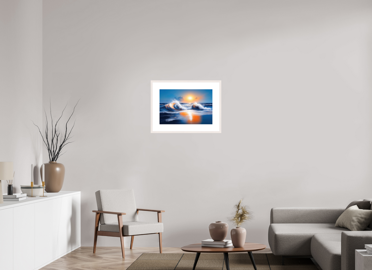 60 x 40 cm, Fine Art Print gerahmt Brandung im Licht—Wandkunst, Fine Art Print, Leinwand, Acryldruck, Alu-Dibond