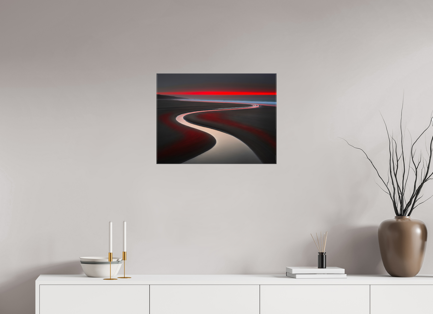 60 x 45 cm, Leinwand glänzend Wattenmeer - die Linie des Lichts