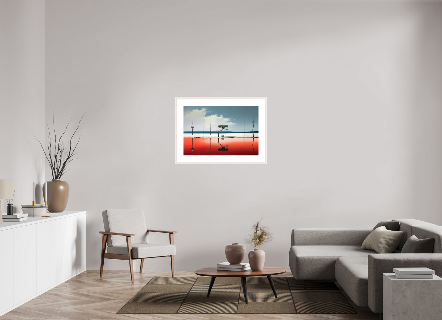 90 x 60 cm, Fine Art Print gerahmt Balance am Rand des Wassers