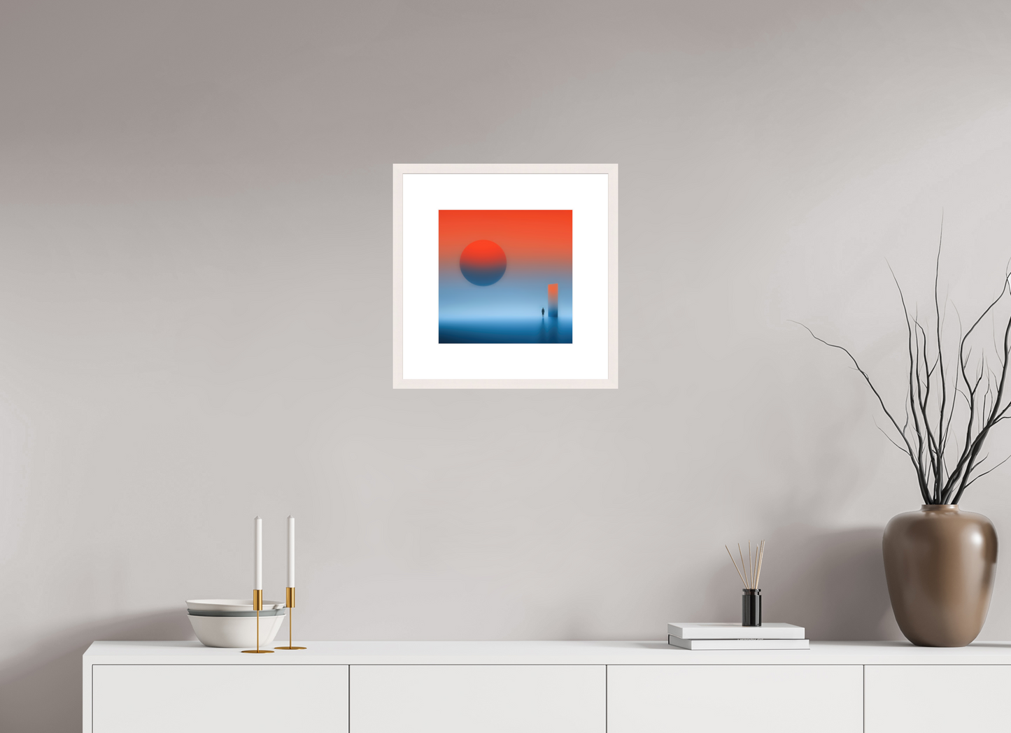 30 x 30 cm, Fine Art Print gerahmt Passage ins Abendrot