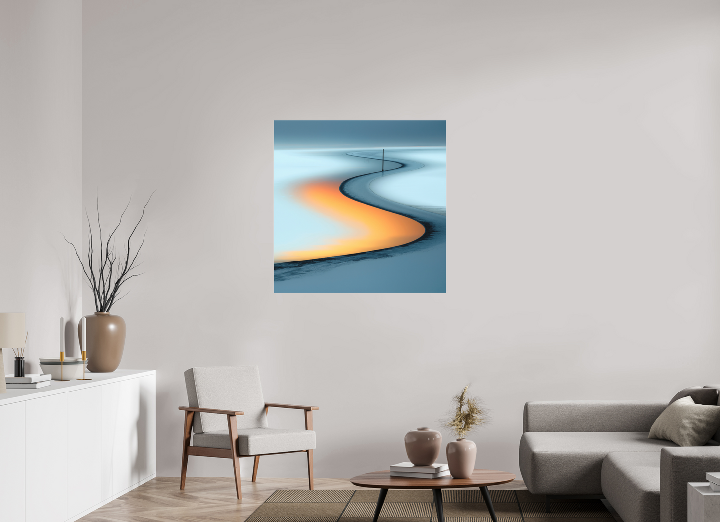 100 x 100 cm, Fine Art Pigmentdruck hinter Acrylglas Goldener Priel