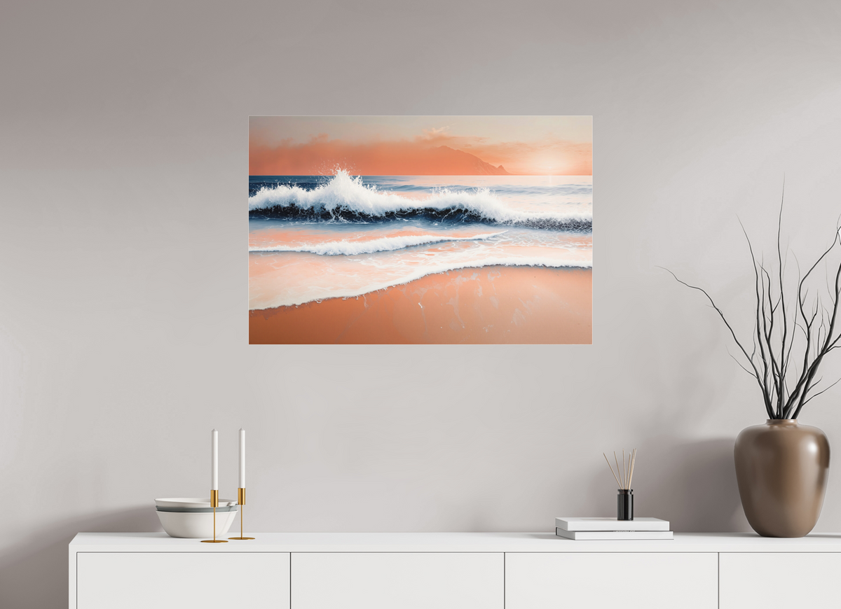 90 x 60 cm, Fine Art Pigmentdruck hinter Acrylglas Brandung in Pastell—Wandkunst, Fine Art Print, Leinwand, Acryldruck, Alu-Dibond
