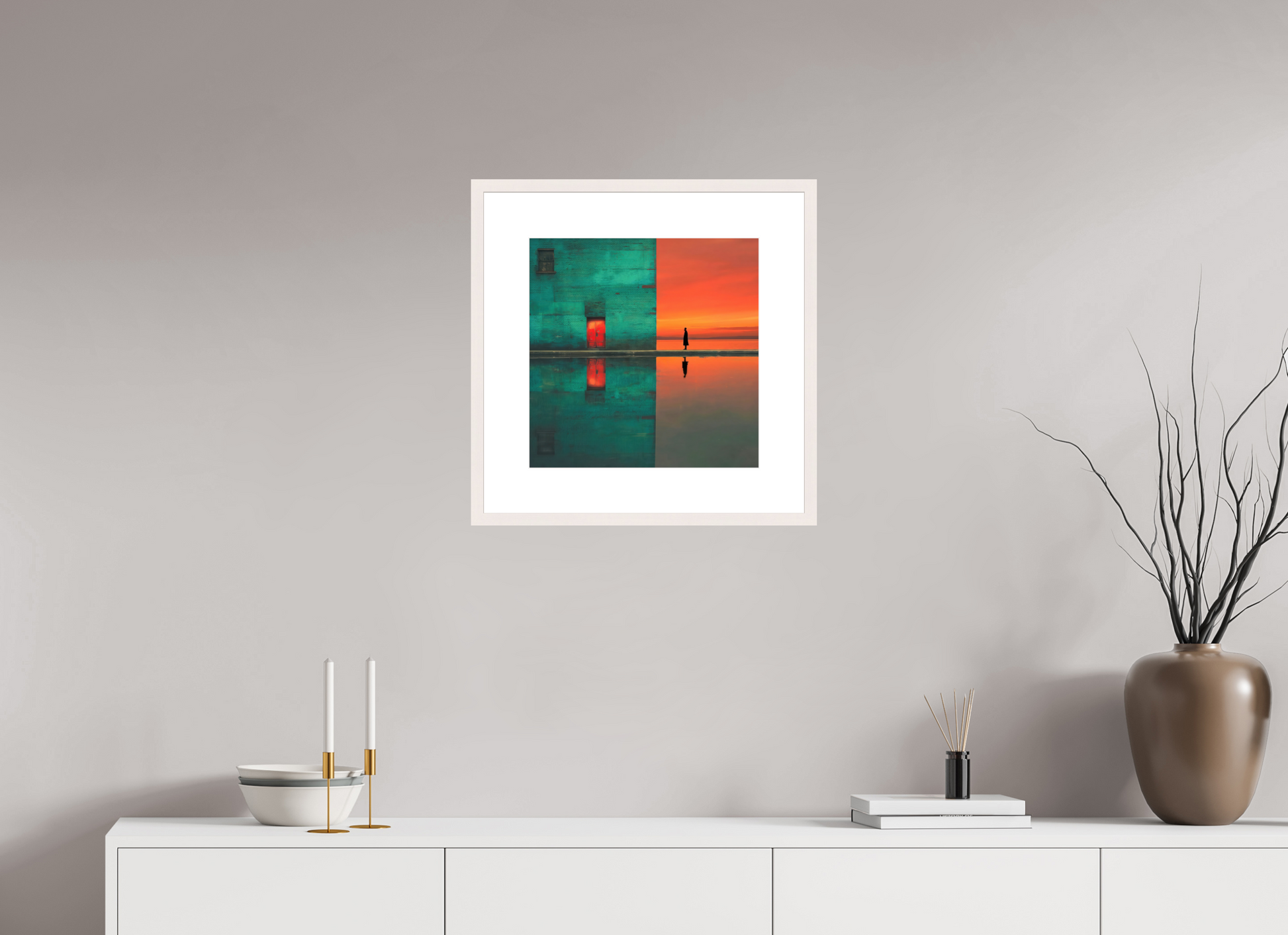 40 x 40 cm, Fine Art Print gerahmt Schwelle zum Meer—Wandkunst, Fine Art Print, Leinwand, Acryldruck, Alu-Dibond