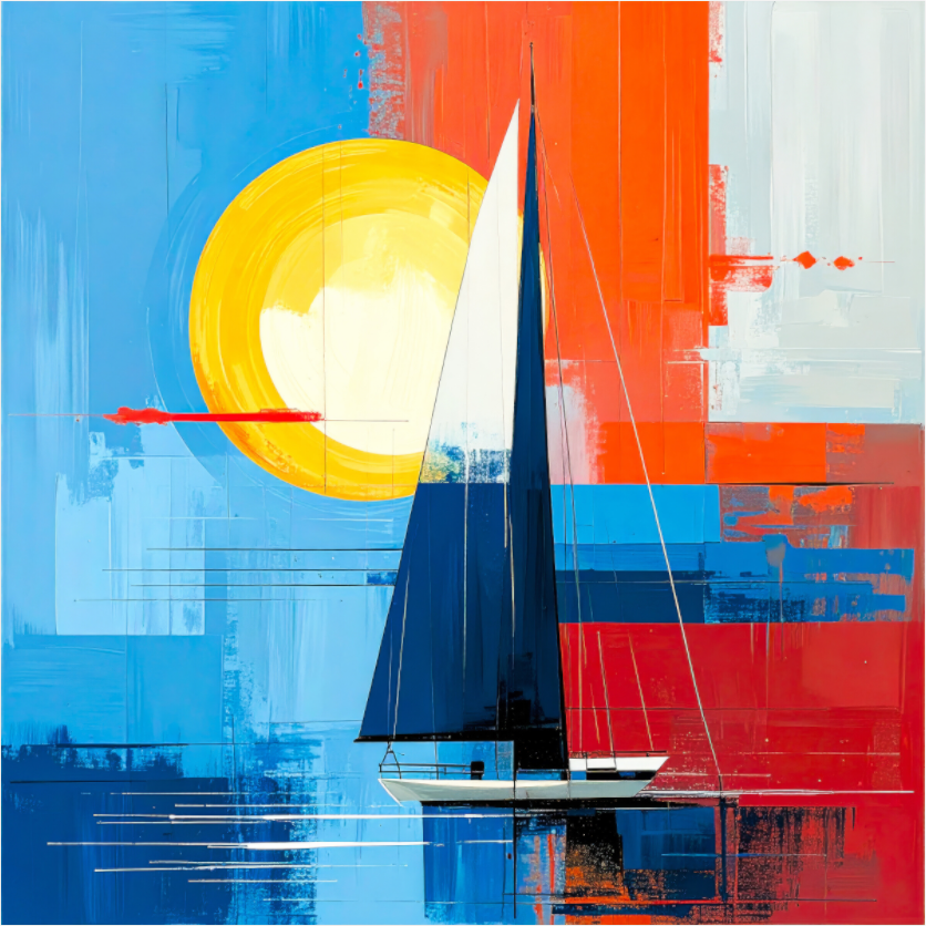 Main image Segelboot-Kunst – Licht, Farbe und Bewegung
