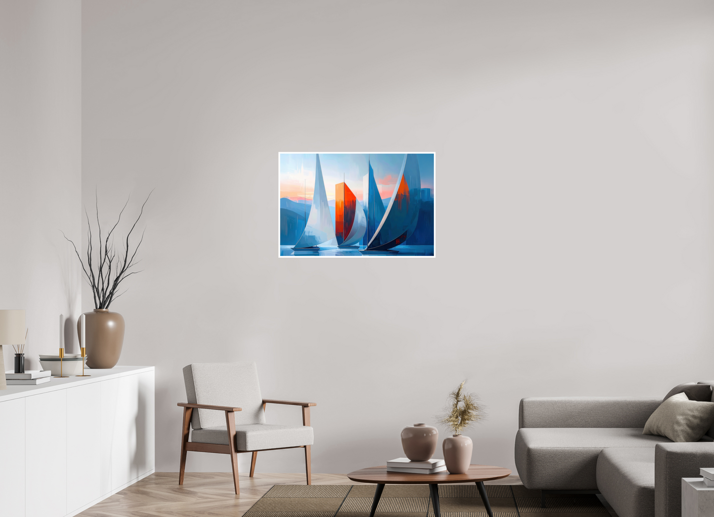 90 x 60 cm, Fine Art Print Hahnemühle Baryta Segelboote abstrakt-15-32