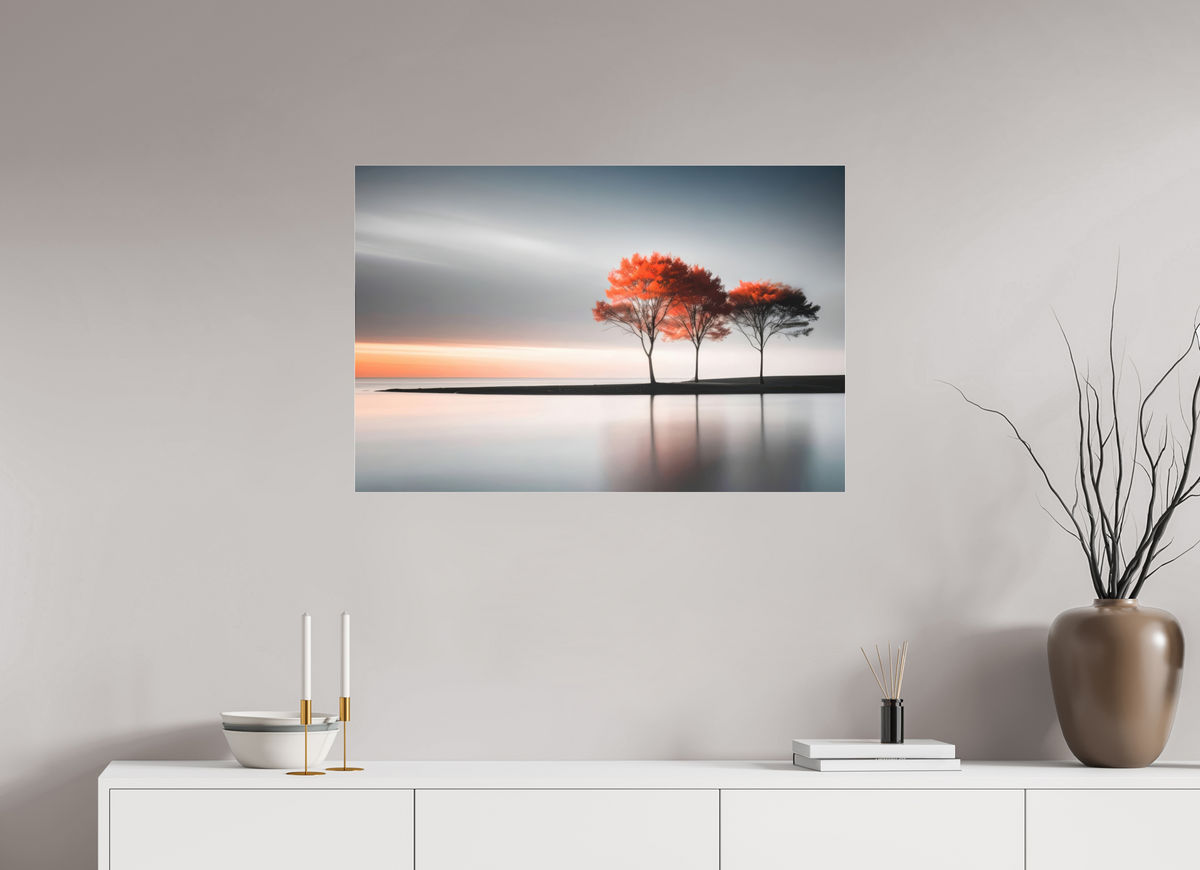 90 x 60 cm, Fine Art Pigmentdruck hinter Acrylglas Stille am Ufer-02—Wandkunst, Fine Art Print, Leinwand, Acryldruck, Alu-Dibond