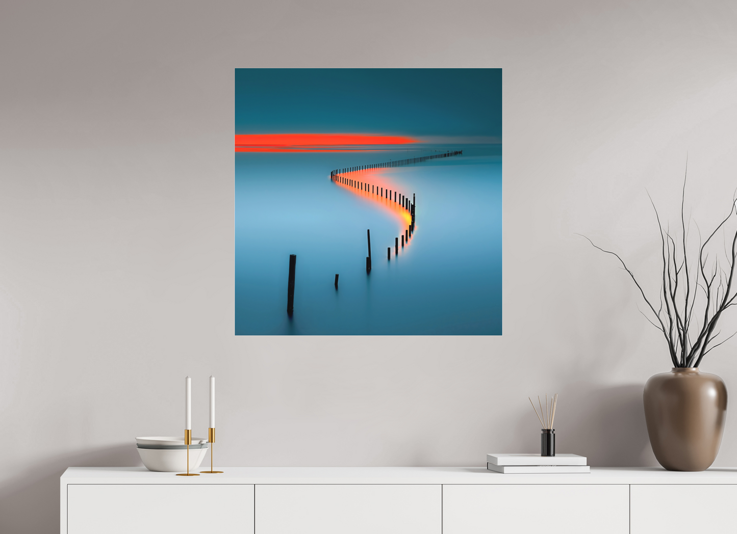 80 x 80 cm, Fine Art Pigmentdruck hinter Acrylglas Lichtweg im Watt