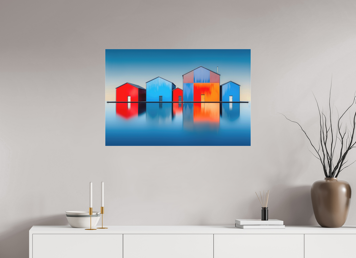 90 x 60 cm, Fine Art Pigmentdruck hinter Acrylglas Farbklang am Wasser—Wandkunst, Fine Art Print, Leinwand, Acryldruck, Alu-Dibond