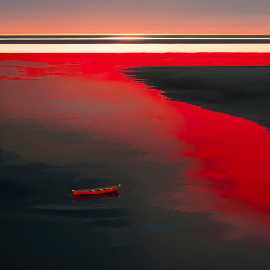 Seul en rouge—Art mural, impression d'art, toile, impression acrylique