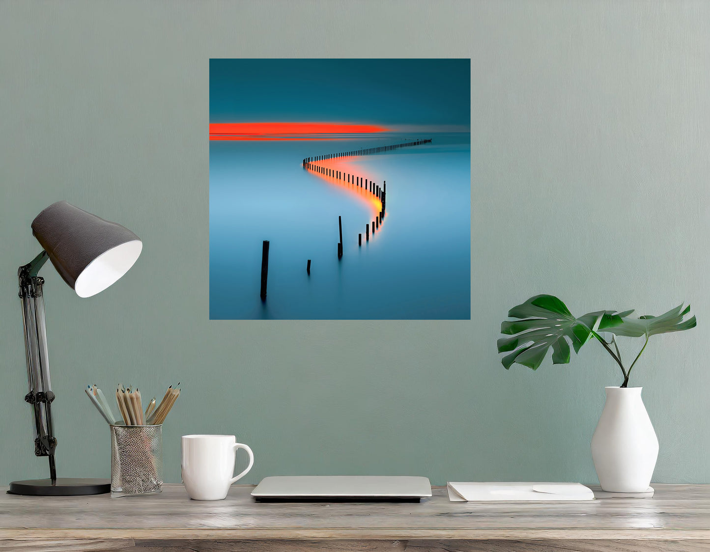 Lichtweg im Watt—Wandkunst, Fine Art Print, Leinwand, Acryldruck, Alu-Dibond