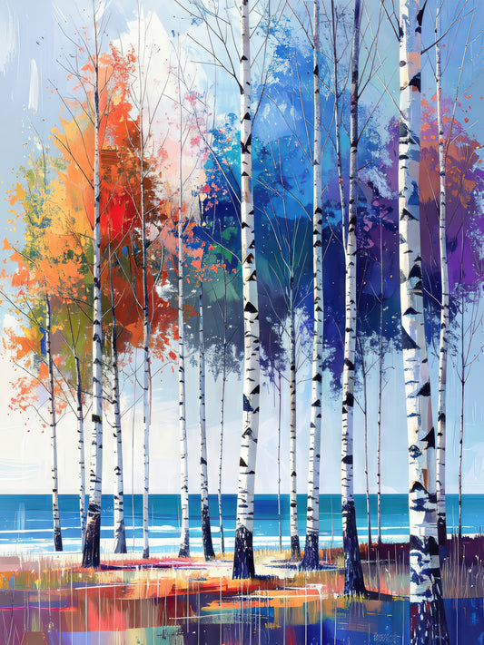 Canvas print "Trees on the Shore Abstract-05" – Surreal coastal landscape canvas print