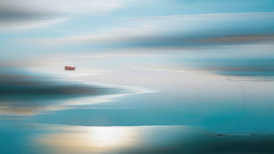 Bateau dans la mer des Wadden-06—Art mural, impression d'art, toile, impression acrylique, alu-dibond