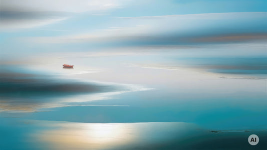 Boot im Wattenmeer-06—Wandkunst, Fine Art Print, Leinwand, Acryldruck, Alu-Dibond