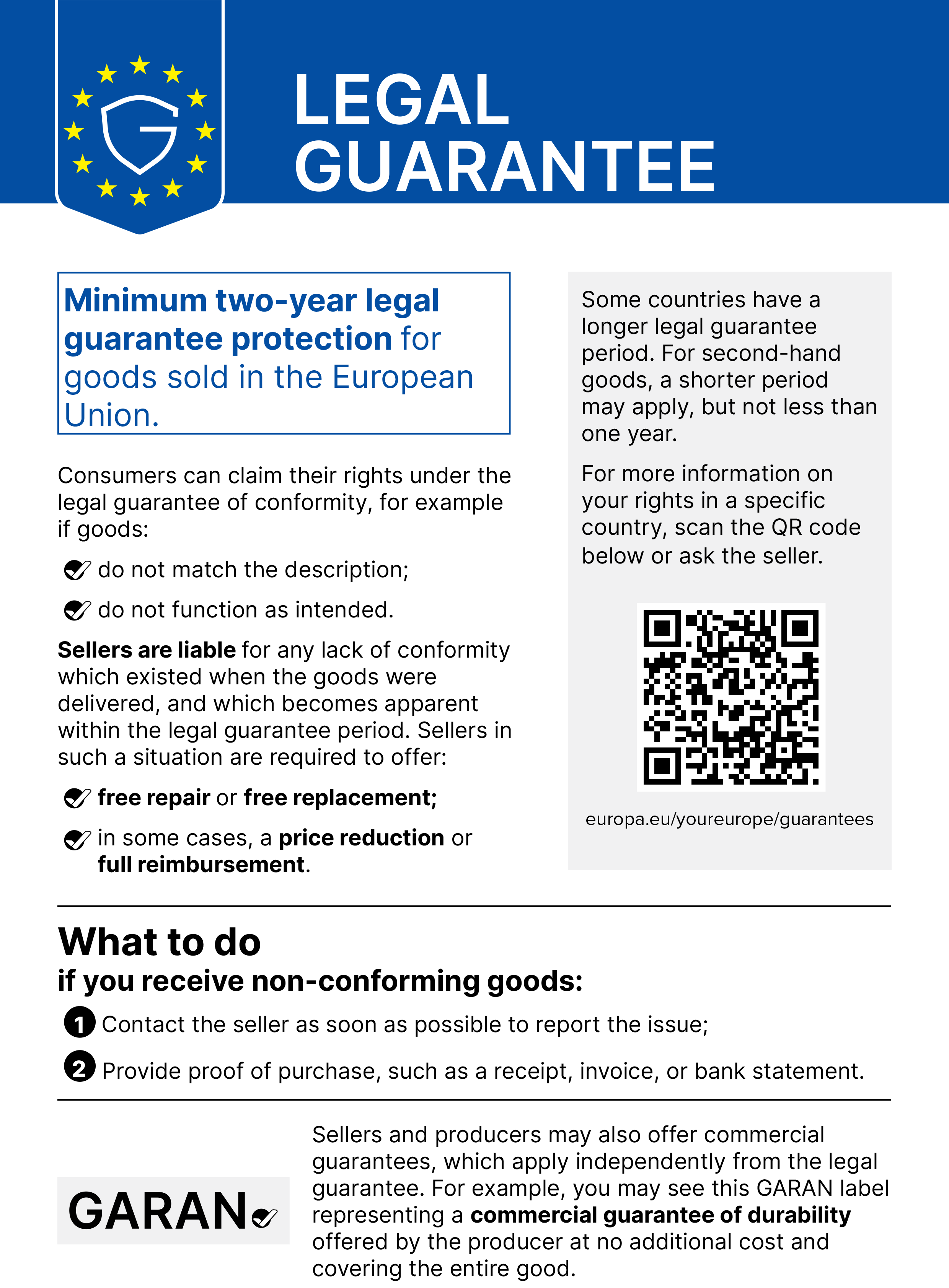 EU notice on the legal guarantee of conformity