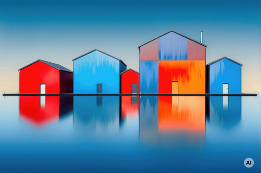 Farbklang am Wasser—Wandkunst, Fine Art Print, Leinwand, Acryldruck, Alu-Dibond
