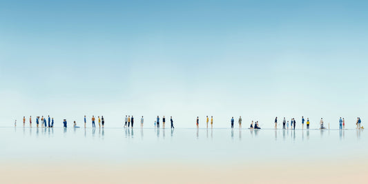 Gens sur la plage-01-21—Art mural, impression d'art, toile, impression acrylique, alu-dibond
