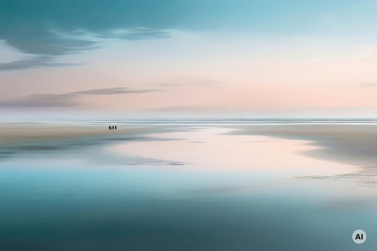 Menschen im Wattenmeer-01—Wandkunst, Fine Art Print, Leinwand, Acryldruck, Alu-Dibond