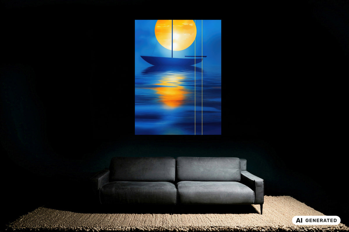 Segel im goldenen Kreis—Wandkunst, Fine Art Print, Leinwand, Acryldruck, Alu-Dibond