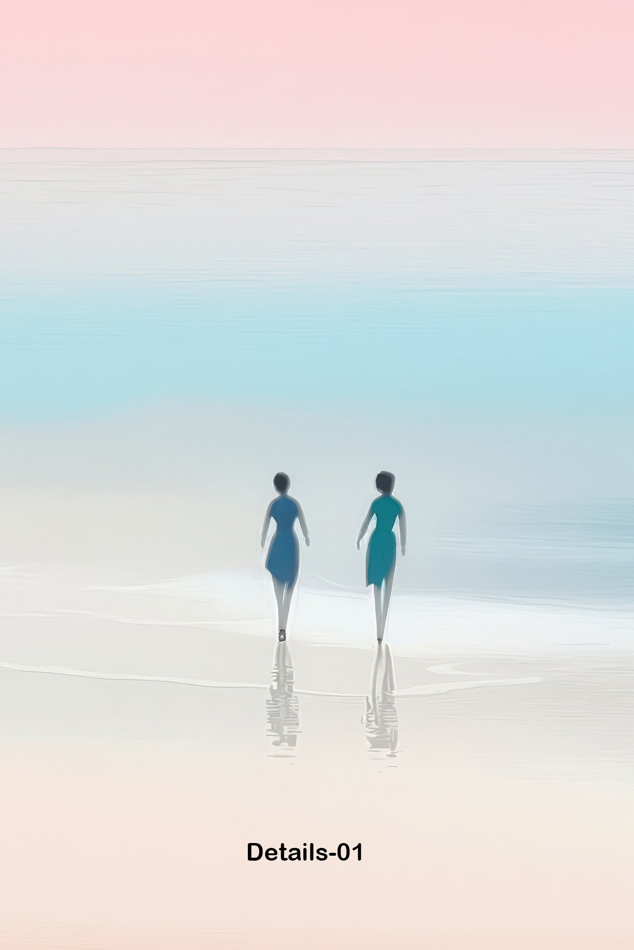 Zwei Frauen am Meer—Wandkunst, Fine Art Print, Leinwand, Acryldruck, Alu-Dibond