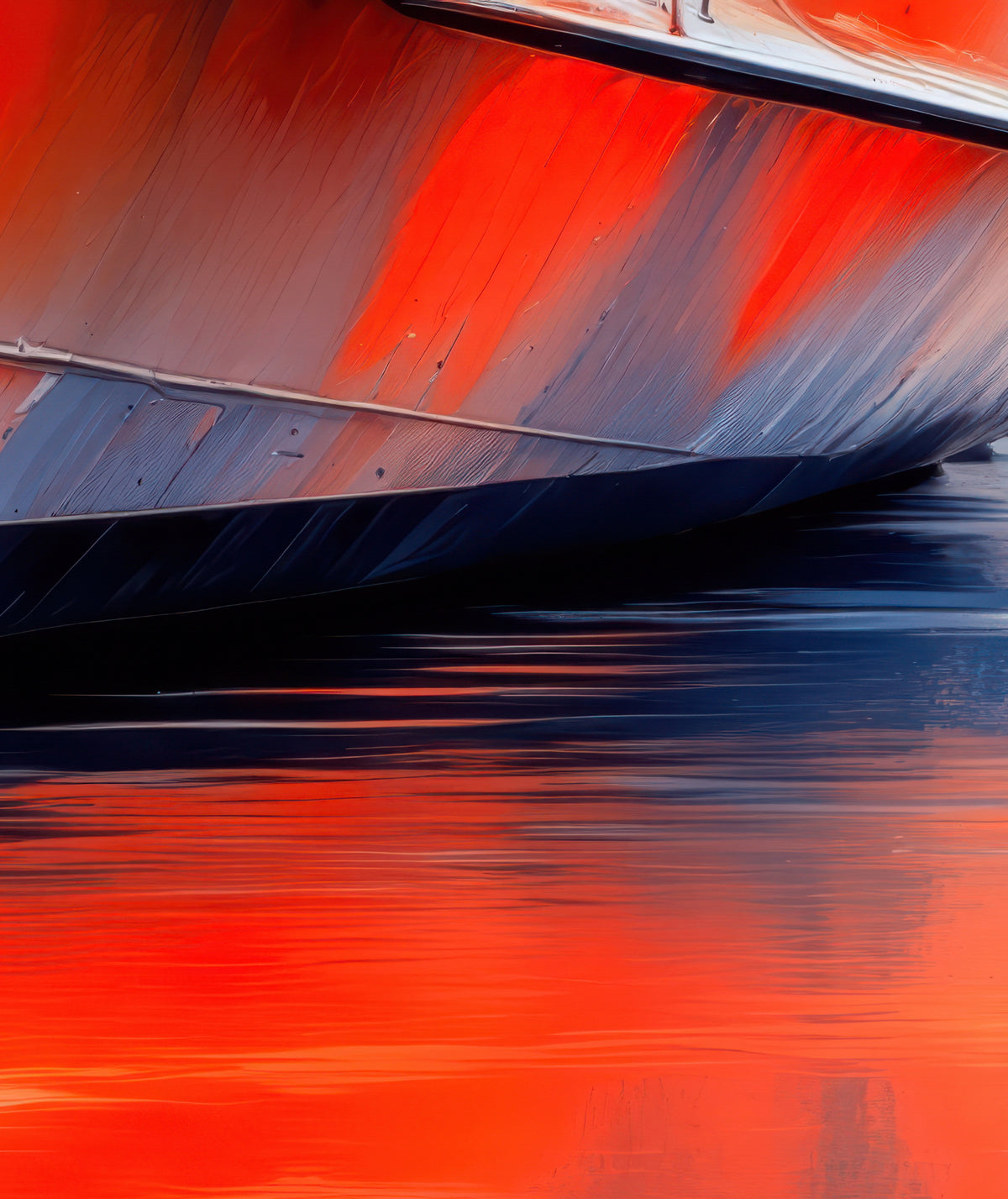 Reflet d'eau coque de bateau-01—Art mural, tirage d'art, toile, impression sur acrylique
