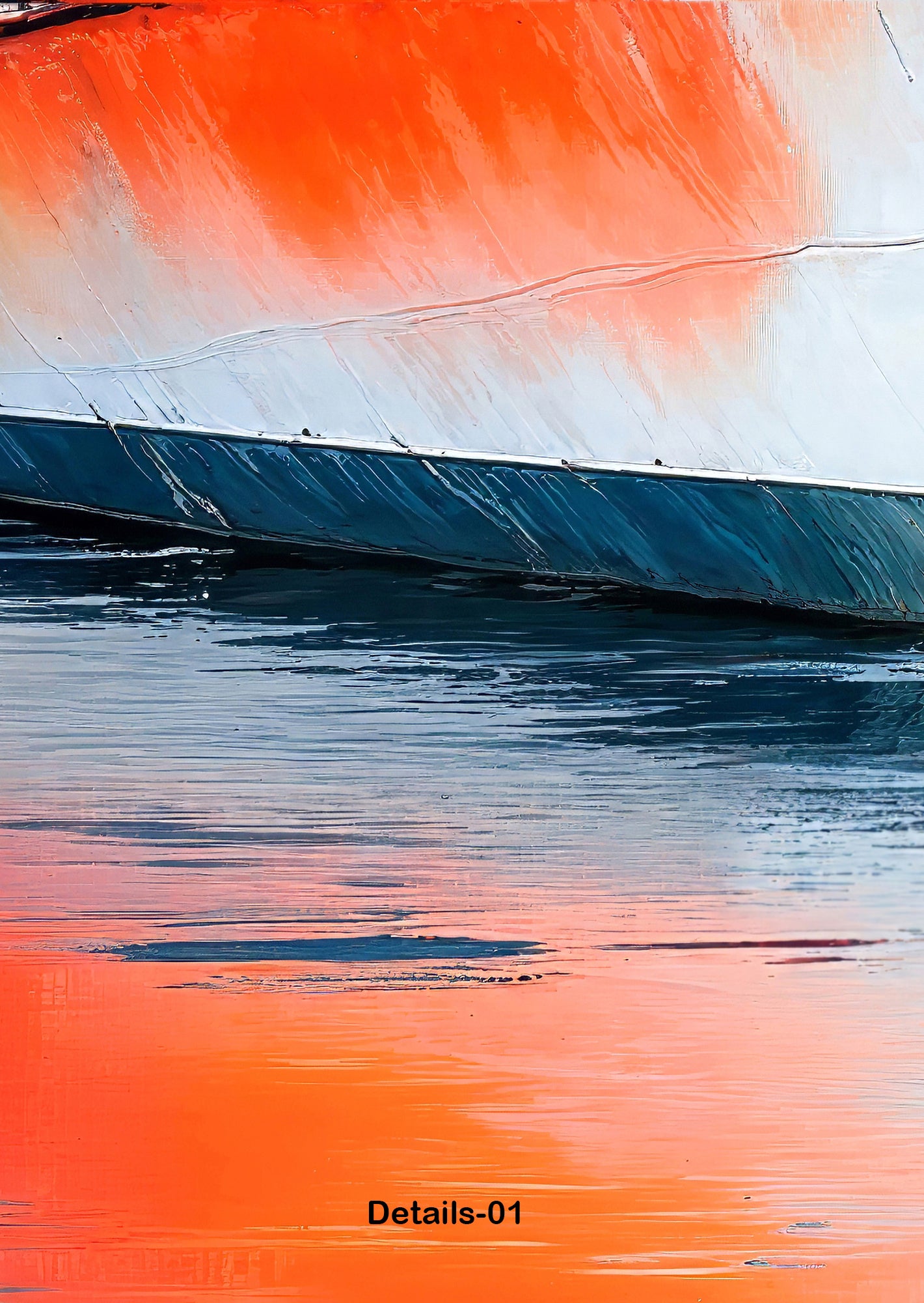 Wasserspiegelung Bootsrumpf-01—Wandkunst, Fine Art Print, Leinwand, Acryldruck, Alu-Dibond