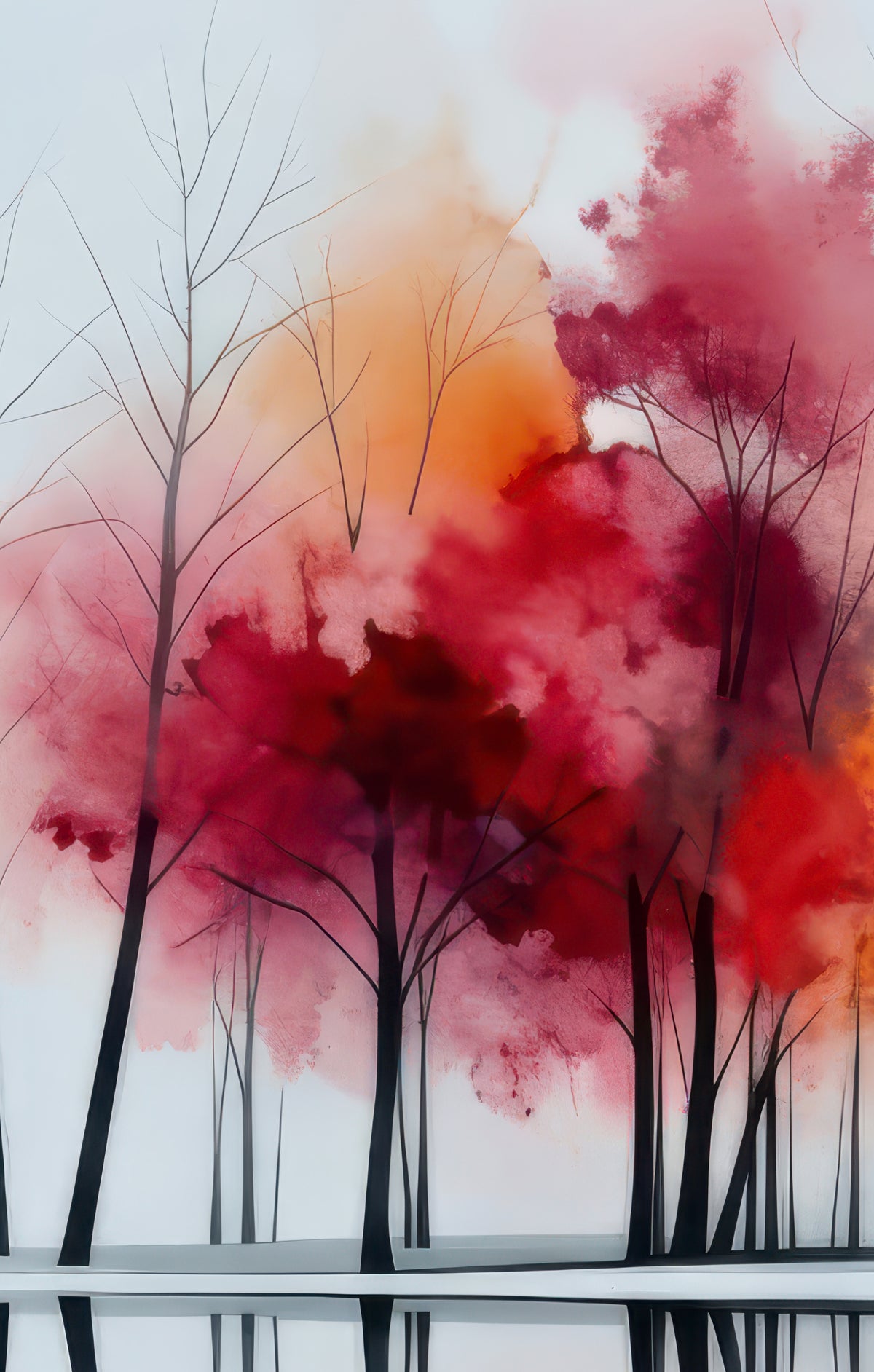 Uferträume – Sinfonie in Zinnober-----Wandkunst, Fine Art Print, Leinwand, Acryldruck
