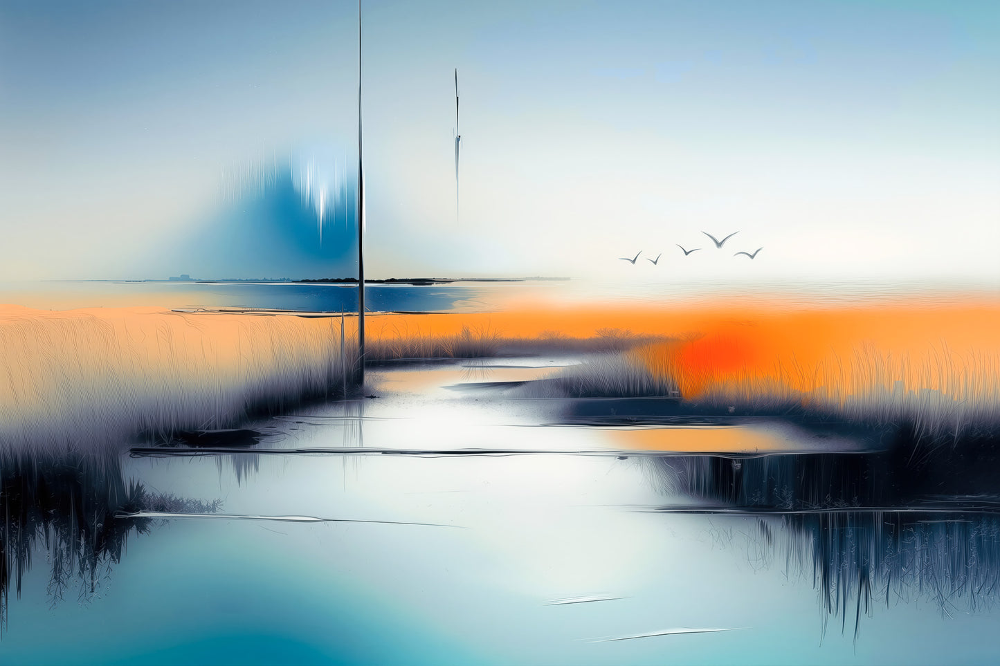 Salzwiese im schwebenden Licht—Wandkunst, Fine Art Print, Leinwand, Acryldruck, Alu-Dibond