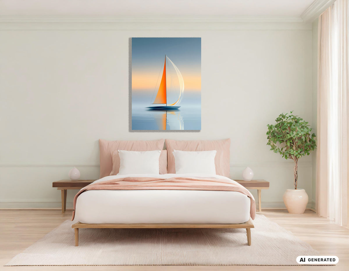 Una vela, un horizonte—arte de pared, impresión de bellas artes, lienzo, impresión en acrílico