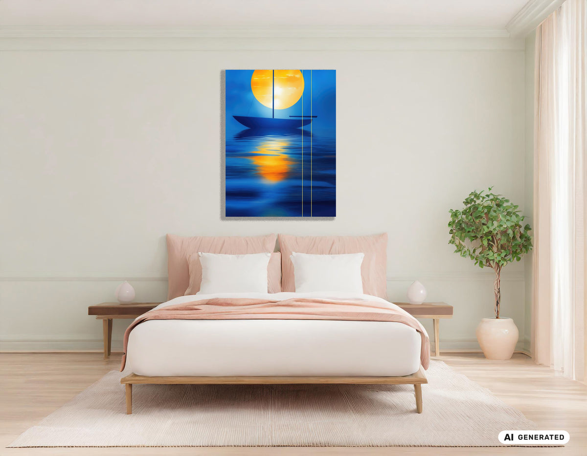 Segel im goldenen Kreis—Wandkunst, Fine Art Print, Leinwand, Acryldruck, Alu-Dibond