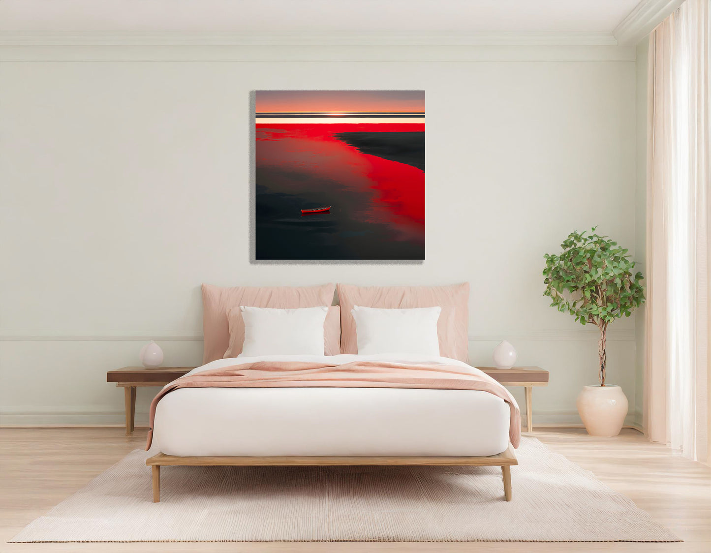 Allein im Rot—Wandkunst, Fine Art Print, Leinwand, Acryldruck, Alu-Dibond