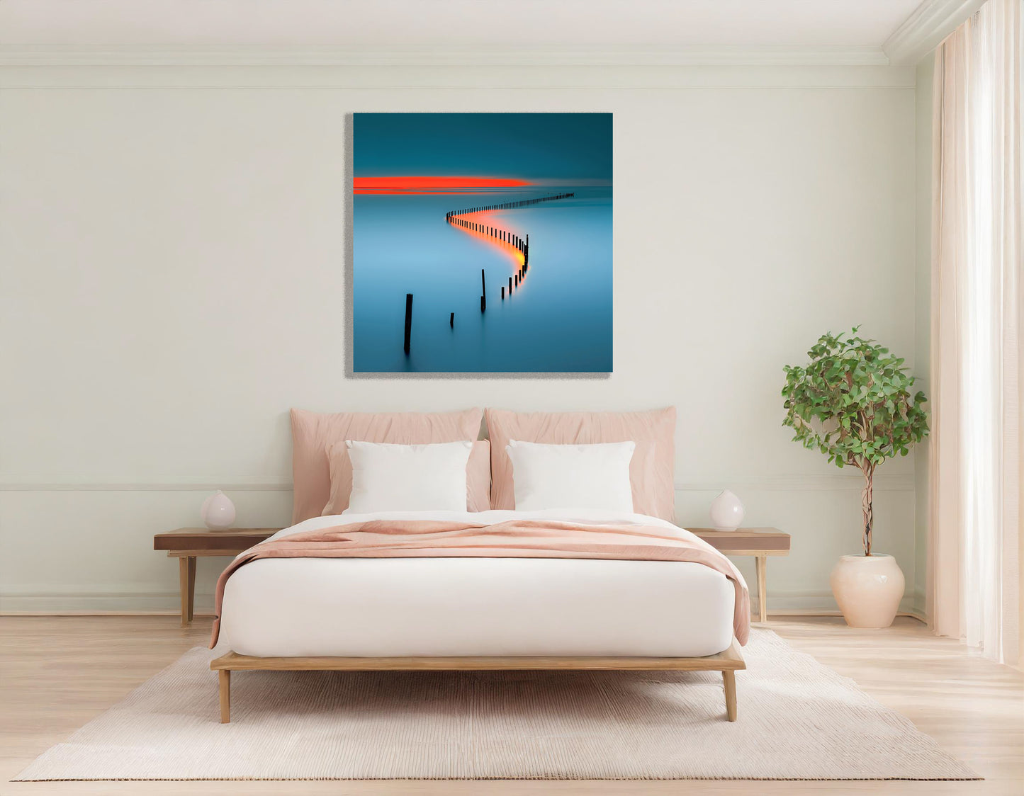 Lichtweg im Watt—Wandkunst, Fine Art Print, Leinwand, Acryldruck, Alu-Dibond