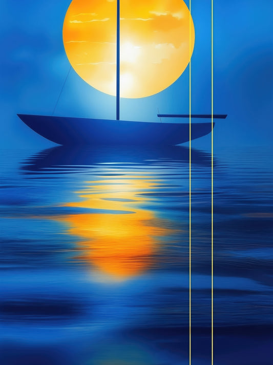 Segel im goldenen Kreis—Wandkunst, Fine Art Print, Leinwand, Acryldruck, Alu-Dibond