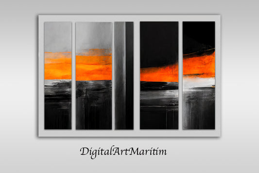 Sunset-abstract-multipart-01, Premium Poster auf mattem Papier, Wandbild, Wandkunst, Sonnenuntergang, malerisch, Meer, minimalistisch,