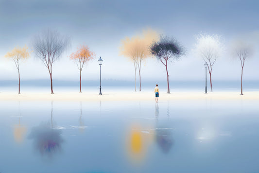 Rivage tranquille, pensées lointaines — Art mural, tirage d'art, toile, impression acrylique, alu-dibond