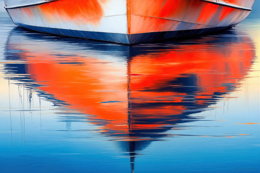 Wasserspiegelung Bootsrumpf-01—Wandkunst, Fine Art Print, Leinwand, Acryldruck