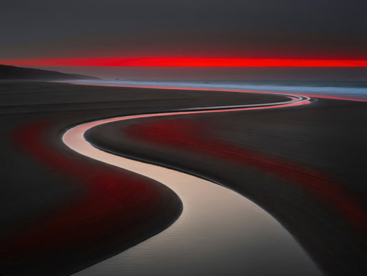 Wadden Sea - the Line of Light—Art mural, Impression d'art, Toile, Impression acrylique, Aluminium Dibond